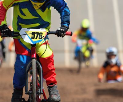 BMX race showing four riders